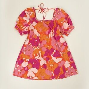 Free Assembly Puff Sleeve Floral Color  Dress Size XL Summer Pockets 100% Cotton